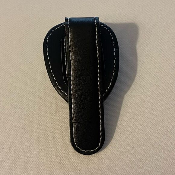 BMW Motorsports Logo Sunglass Holder for Car Black PU Leather NWT - Picture 10 of 11